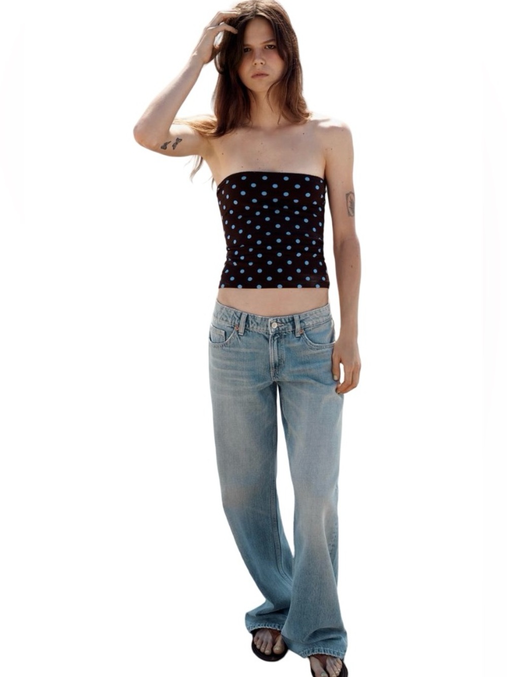 NEW ZARA BROWN POLKA DOT BANDEAU TOP - Picture 8 of 8